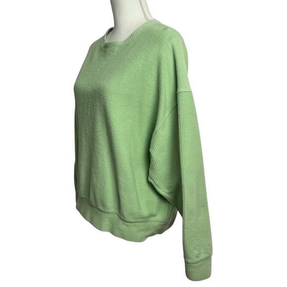 Pink Victoria’s Secret Women’s Pullover Waffle Sweatshirt Sz Medium Color Green - Picture 3 of 9